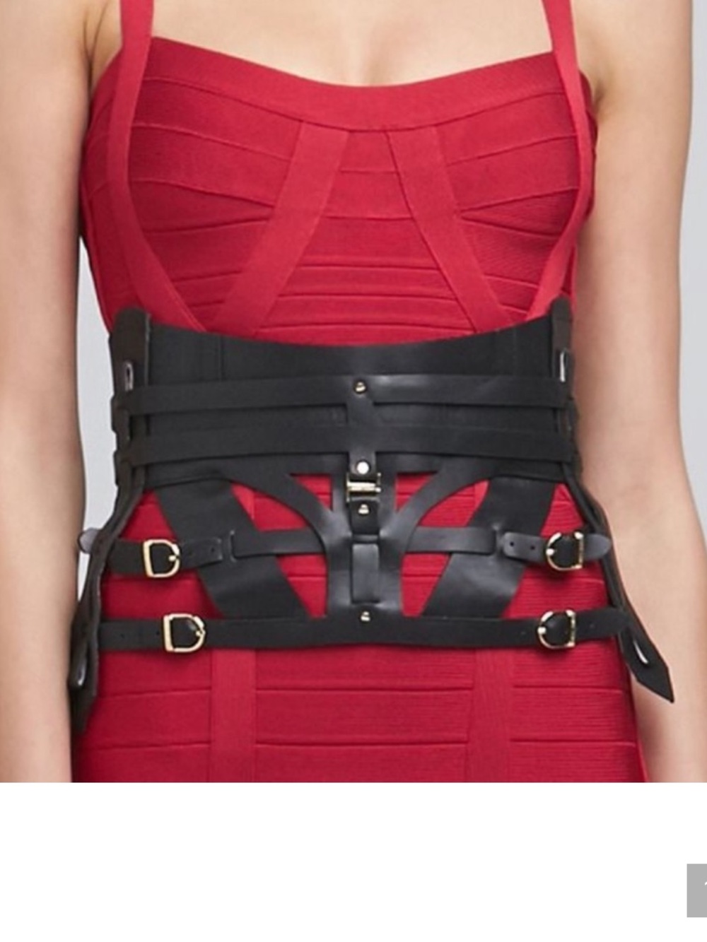HERVE LEGER STRAPPY LEATHER HARNESS BELT